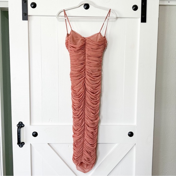 House of CB Sirene Mesh Dress Gathered Organza Antique Rose Pink Size Small - Picture 6 of 10